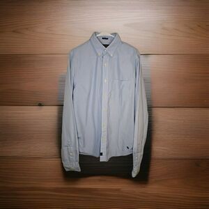 Vintage Abercrombie & Fitch Muscle Shirt Blue Striped Button Up Mens Size XL